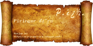 Piringer Örs névjegykártya